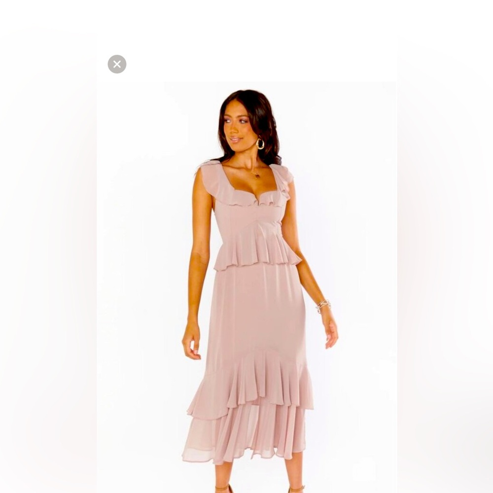 Show me your Mumu Wedding Reese Ruffle Dress Soft Beige Chiffon S